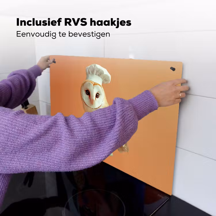 Kerkuil - Koksmuts - Oranje - Vogel Inductie beschemer met haakjes klein -ky-ophangen-nl