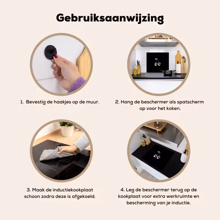 Kers - Luxueus - Metallic Inductie beschemer met haakjes middel -ky-gebruik-nl