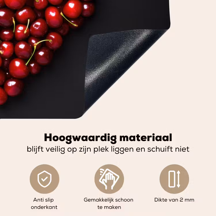Kersen - Hart - Rood - Zwart Inductie beschemer met haakjes klein -ky-onderkant-nl