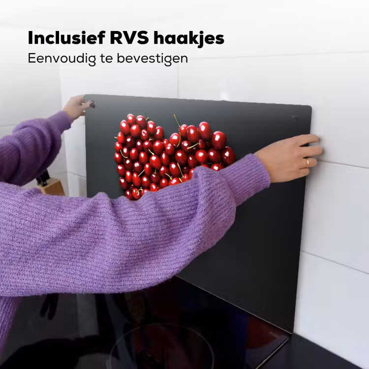 Kersen - Hart - Rood - Zwart Inductie beschemer met haakjes klein -ky-ophangen-nl