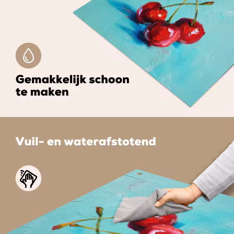 Kersen - Rood - Drie - Geverfd Inductie beschemer met haakjes middel -ky-schoon-nl