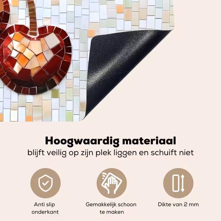 Kersen - Rood - Mozaïek - Blaadjes Inductie beschemer met haakjes klein -ky-onderkant-nl