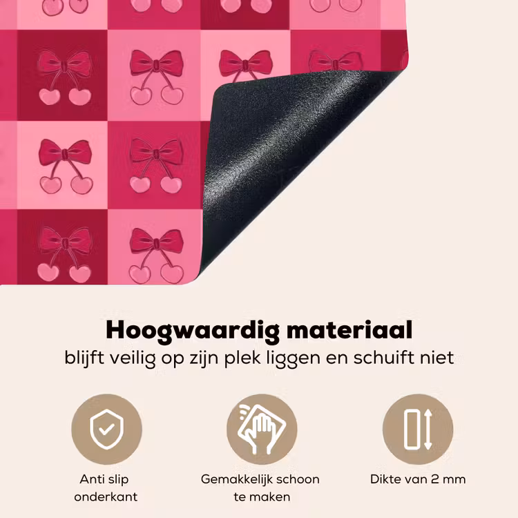 Kersen - Strikjes - Speels - Roze - Bordeaux Inductie beschemer met haakjes klein 777 -ky-onderkant-nl