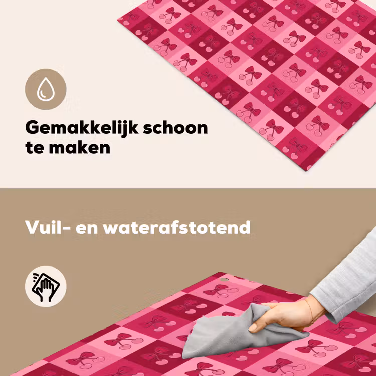 Kersen - Strikjes - Speels - Roze - Bordeaux Inductie beschemer met haakjes klein 777 -ky-schoon-nl