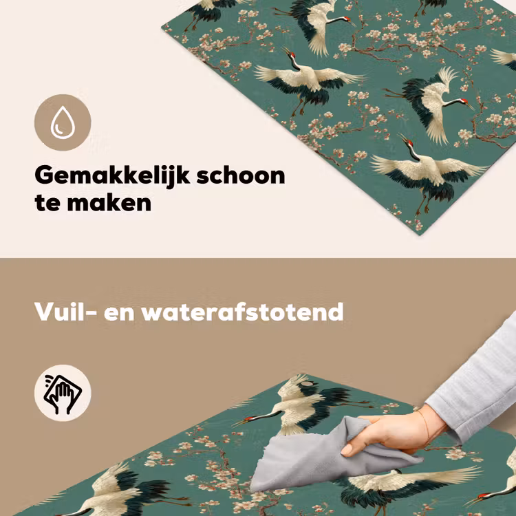 Kersenbloesem - Kraamvogels - Groen Inductie beschemer met haakjes klein 777 -ky-schoon-nl