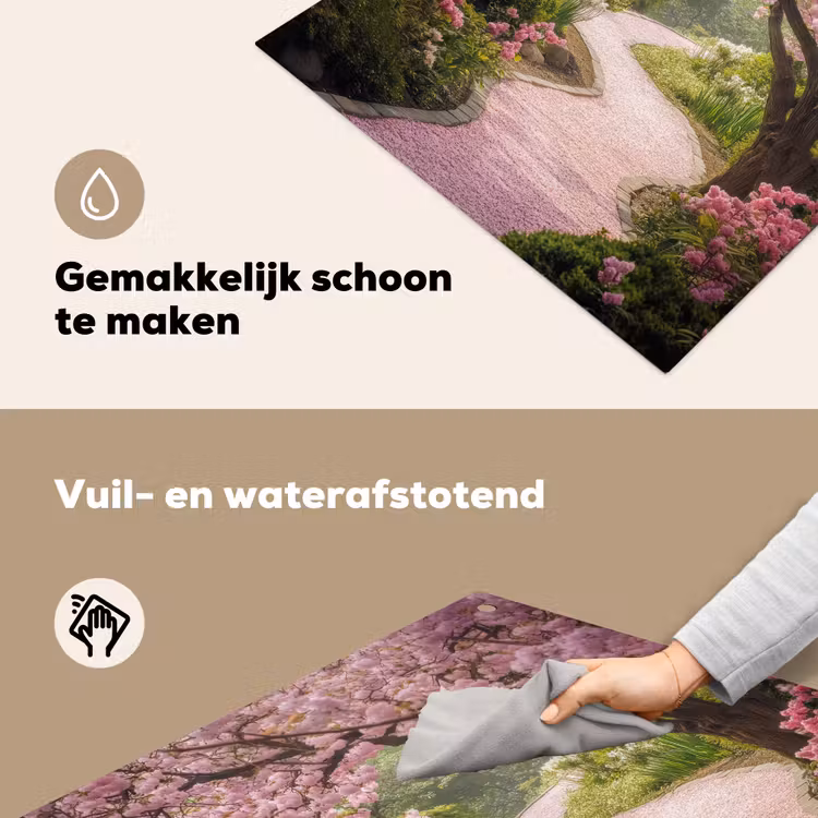 Kersenbloesem - Natuur - Sakura - Pad - Japanse tuin Inductie beschemer met haakjes middel -ky-schoon-nl