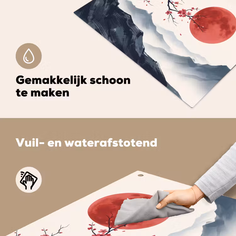 Kersenbloesem - Oosters - Rood Inductie beschemer met haakjes klein -ky-schoon-nl
