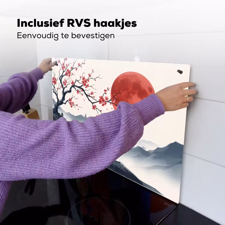 Kersenbloesem - Oosters - Rood Inductie beschemer met haakjes klein -ky-ophangen-nl