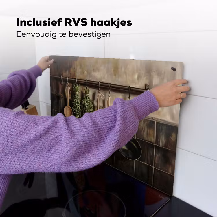 Keukengerei - Rustiek - Tegels - Kruiden Inductie beschemer met haakjes klein -ky-ophangen-nl