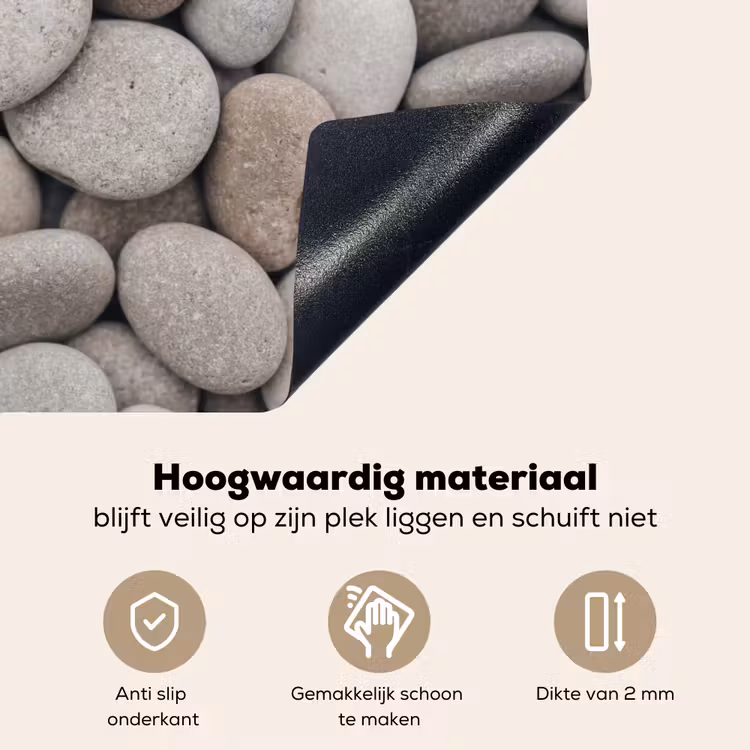Kiezels - Stenen - Grijs Inductie beschemer met haakjes klein -ky-onderkant-nl