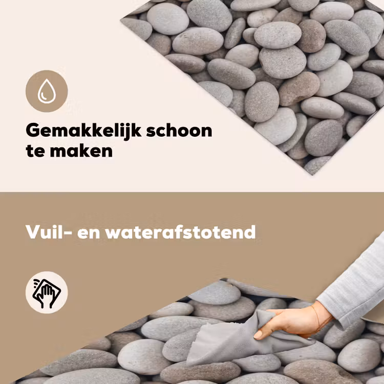 Kiezels - Stenen - Grijs Inductie beschemer met haakjes klein -ky-schoon-nl