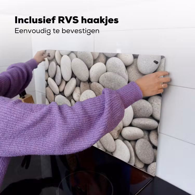 Kiezels - Stenen - Grijs Inductie beschemer met haakjes klein -ky-ophangen-nl