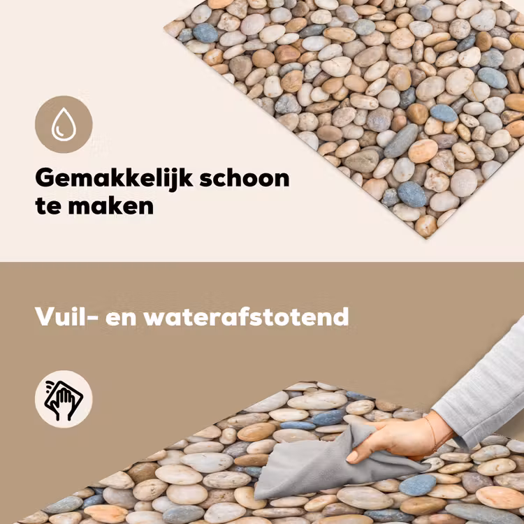 Kiezelstenen - Natuur - Textuur - Beige - Grijs Inductie beschemer met haakjes klein -ky-schoon-nl