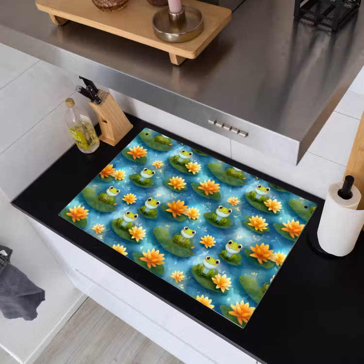 Kikker - Lelies - Groen Inductie beschemer met haakjes klein 777 -sfeer1