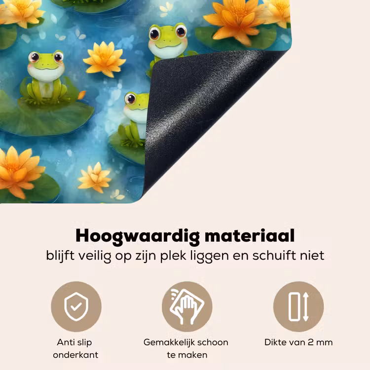 Kikker - Lelies - Groen Inductie beschemer met haakjes klein 777 -ky-onderkant-nl