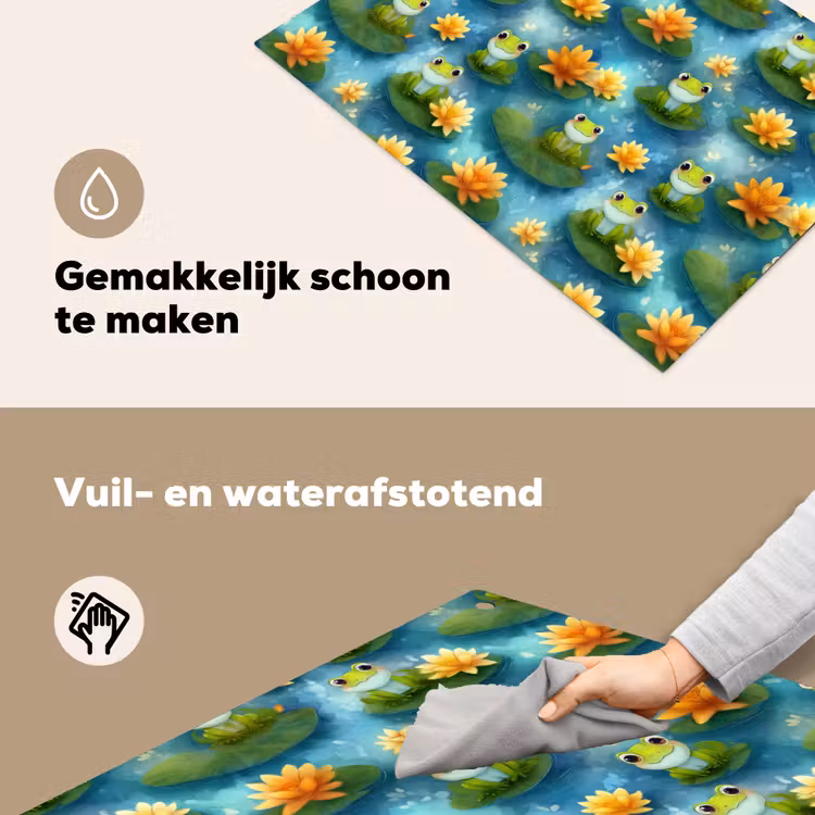 Kikker - Lelies - Groen Inductie beschemer met haakjes klein 777 -ky-schoon-nl