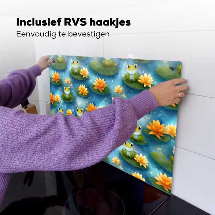 Kikker - Lelies - Groen Inductie beschemer met haakjes klein 777 -ky-ophangen-nl