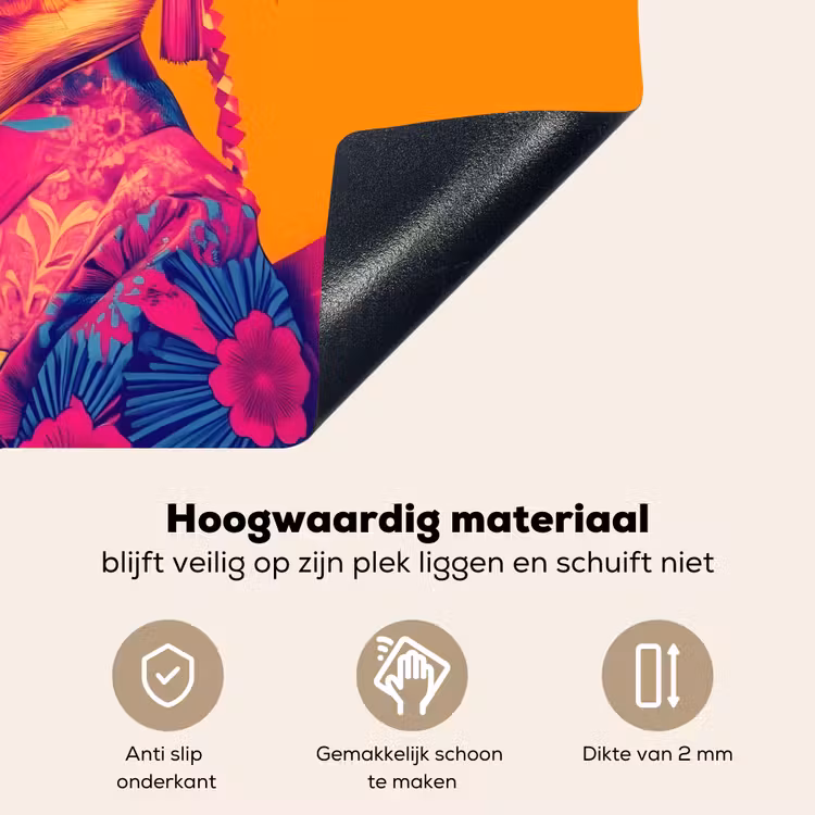 Kimono - Hondje - Bloemenkroon - Oranje Inductie beschemer met haakjes klein -ky-onderkant-nl
