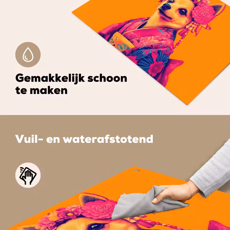 Kimono - Hondje - Bloemenkroon - Oranje Inductie beschemer met haakjes klein -ky-schoon-nl