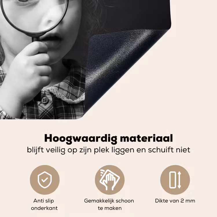 Kind - Vergrootglas - Portret - Zwart-wit Inductie beschemer met haakjes klein -ky-onderkant-nl