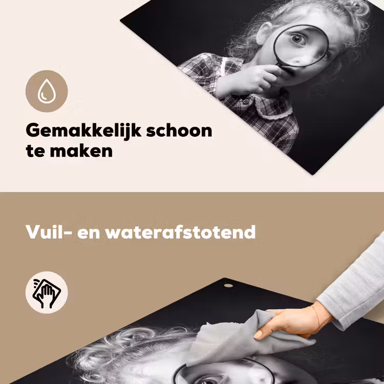 Kind - Vergrootglas - Portret - Zwart-wit Inductie beschemer met haakjes klein -ky-schoon-nl