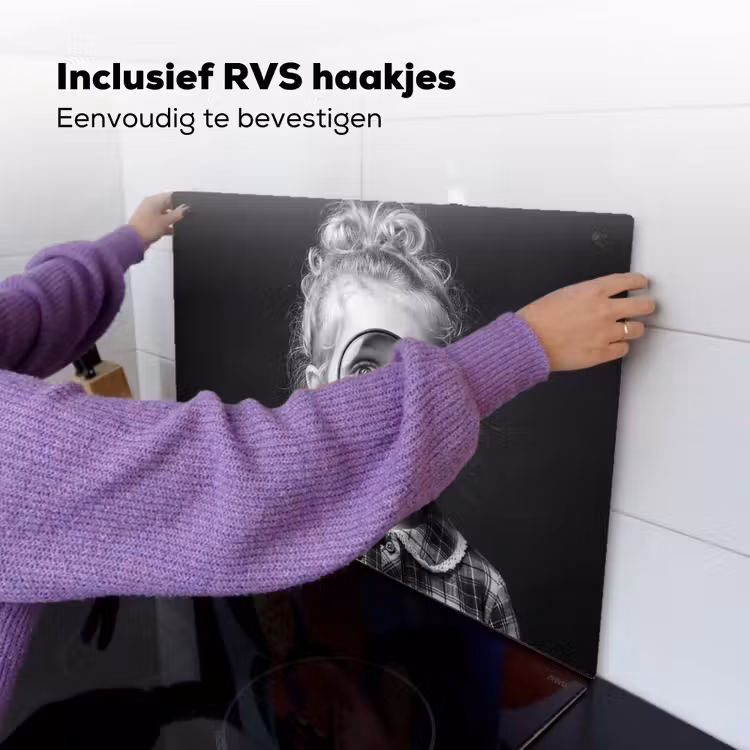 Kind - Vergrootglas - Portret - Zwart-wit Inductie beschemer met haakjes klein -ky-ophangen-nl