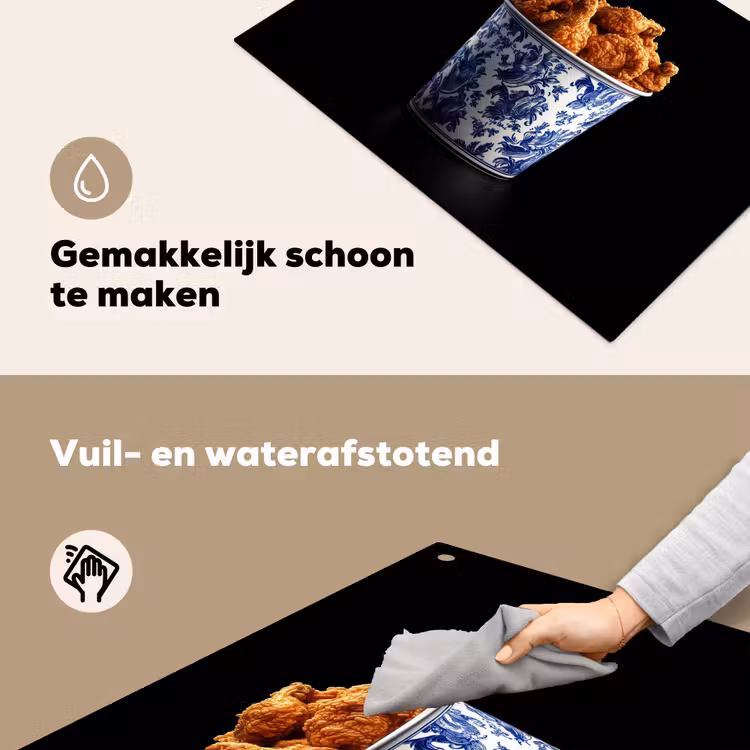 Kip - Bucket - Delfts blauw - Lekker Inductie beschemer met haakjes klein -ky-schoon-nl