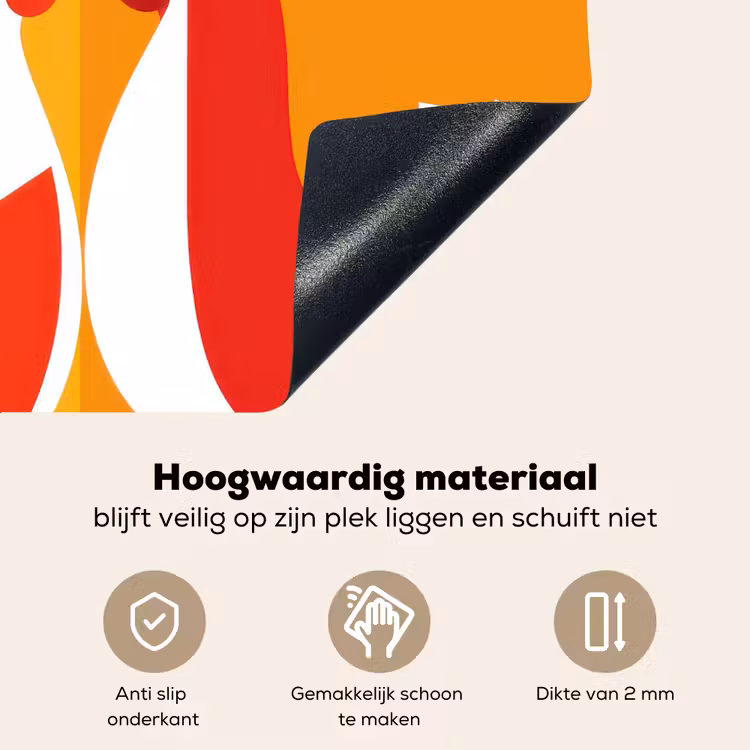 Kippen - Oranje - Vlakken Inductie beschemer met haakjes middel -ky-onderkant-nl