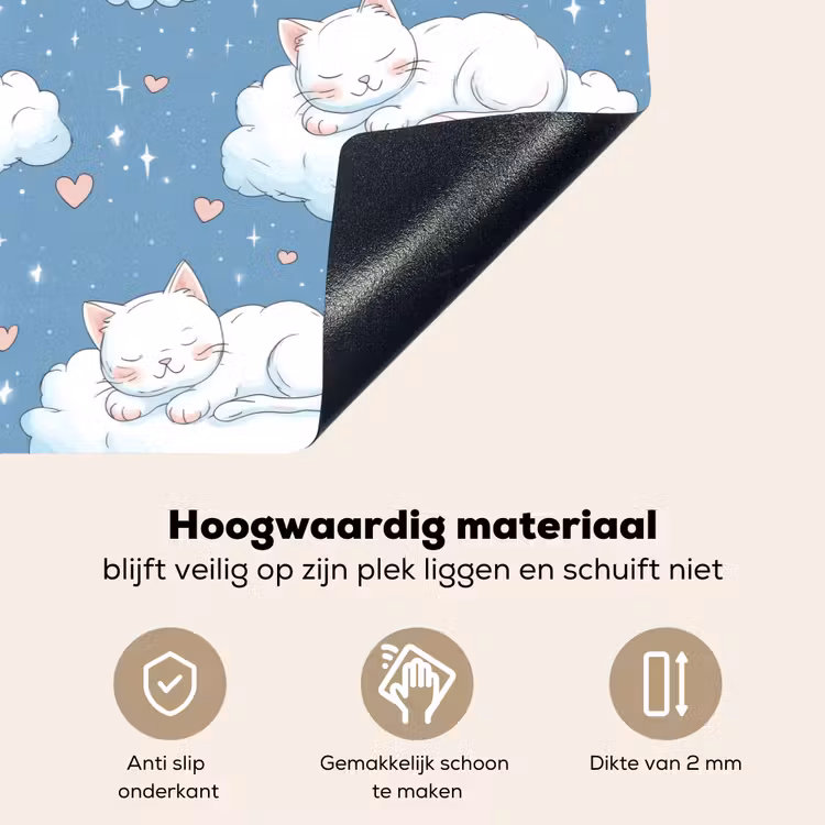 Kitten - Wolken - Blauw Inductie beschemer met haakjes klein 777 -ky-onderkant-nl