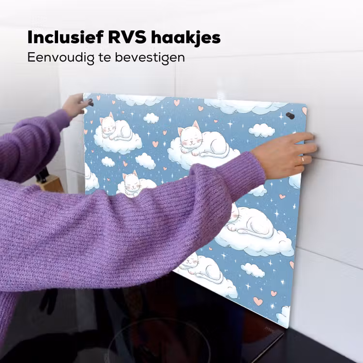 Kitten - Wolken - Blauw Inductie beschemer met haakjes klein 777 -ky-ophangen-nl