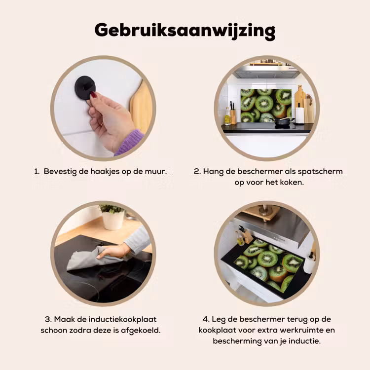 Kiwi - Fruit - Groen Inductie beschemer met haakjes klein -ky-gebruik-nl
