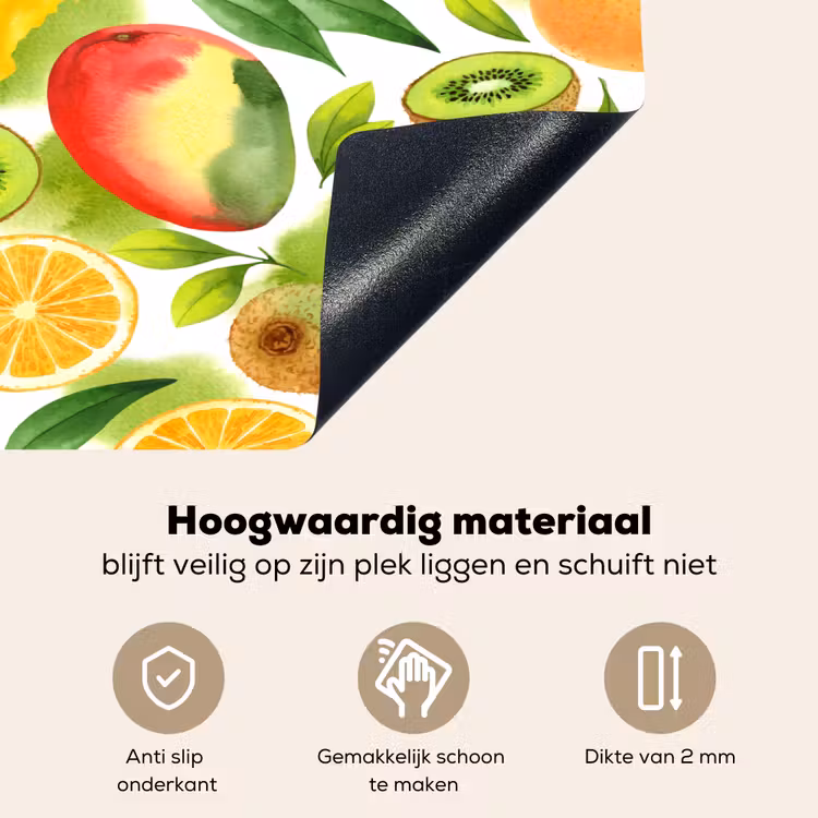Kiwi - Sinasappel - Mango - Perzik Inductie beschemer met haakjes klein 777 -ky-onderkant-nl