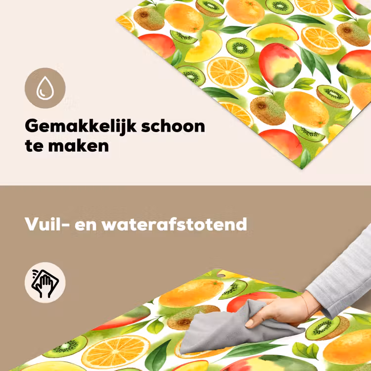Kiwi - Sinasappel - Mango - Perzik Inductie beschemer met haakjes klein 777 -ky-schoon-nl