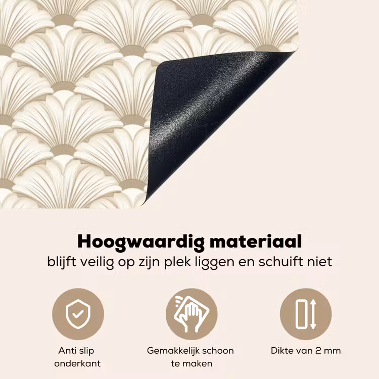 Klassiek - Art - Beige Inductie beschemer met haakjes klein 777 -ky-onderkant-nl