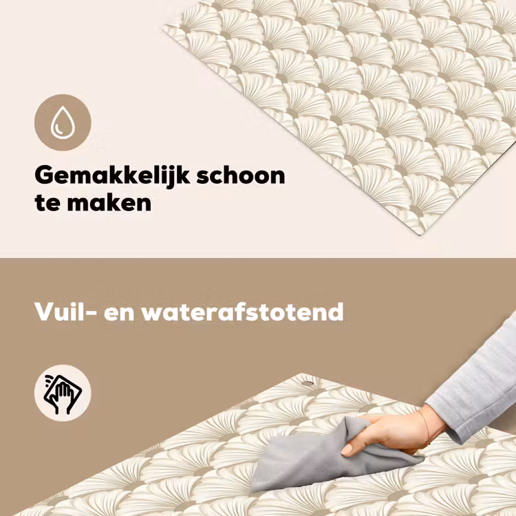 Klassiek - Art - Beige Inductie beschemer met haakjes klein 777 -ky-schoon-nl