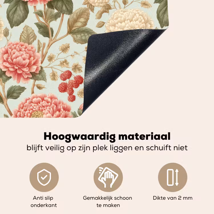 Klassiek - Botanisch - Veelkleurig Inductie beschemer met haakjes klein 777 -ky-onderkant-nl