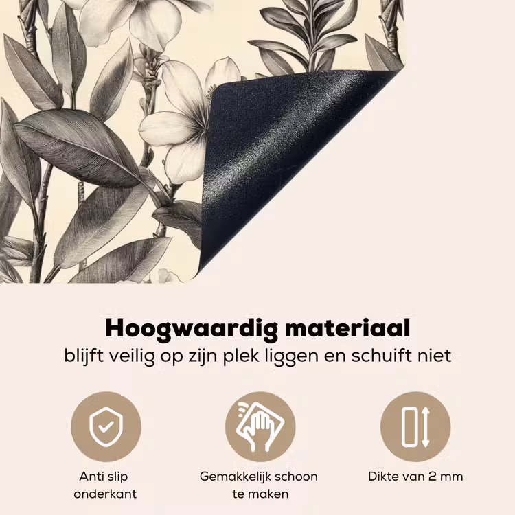 Klassiek - Botanisch - Zwart - Beige Inductie beschemer met haakjes klein 777 -ky-onderkant-nl