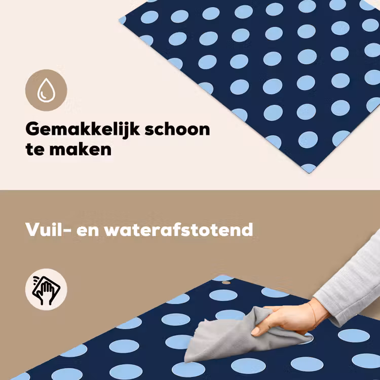 Klassiek - Dots - Blauw Inductie beschemer met haakjes klein 777 -ky-schoon-nl