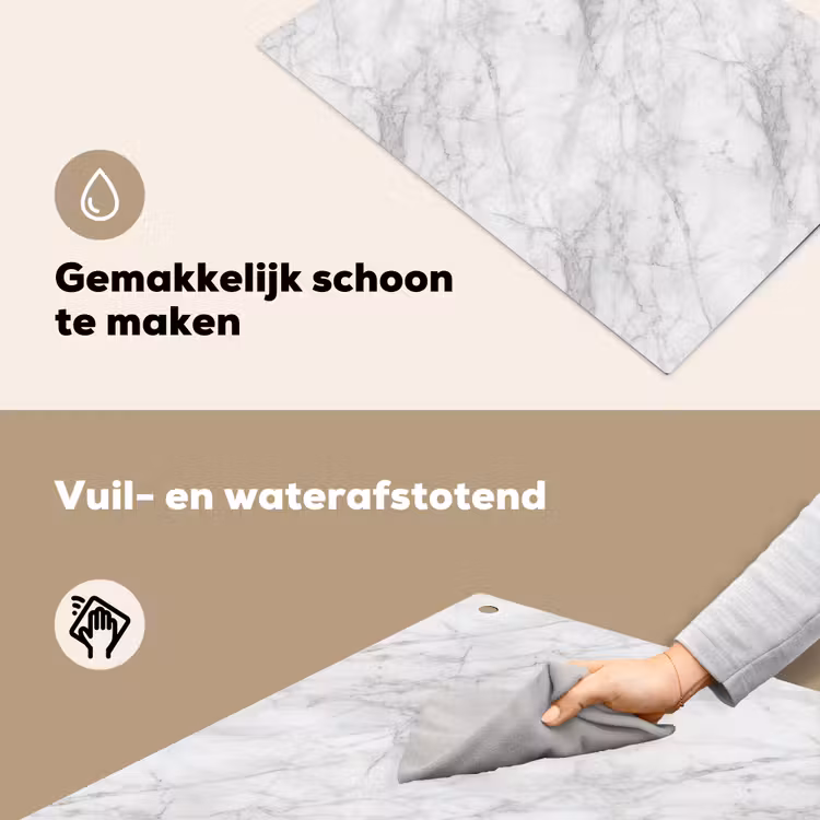 Klassiek - Marmer - Grijs Inductie beschemer met haakjes klein 777 -ky-schoon-nl