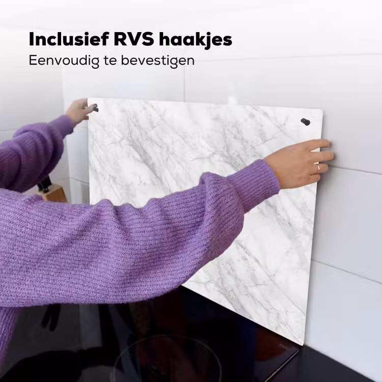 Klassiek - Marmer - Grijs Inductie beschemer met haakjes klein 777 -ky-ophangen-nl