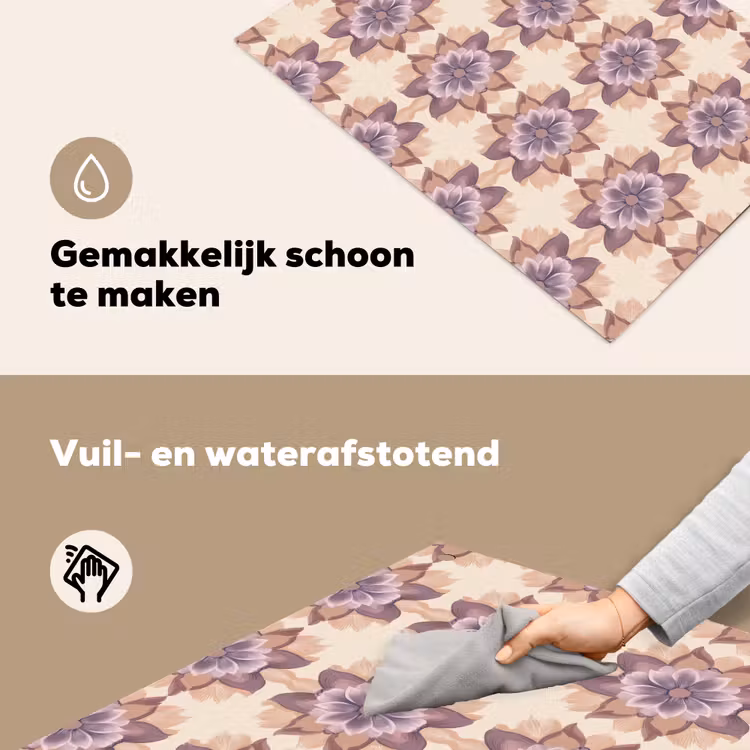 Klassiek - Patroon - Paars Inductie beschemer met haakjes klein 777 -ky-schoon-nl