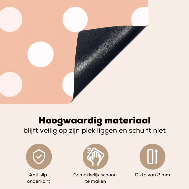 Klassiek - Polka - Perzik Inductie beschemer met haakjes klein 777 -ky-onderkant-nl