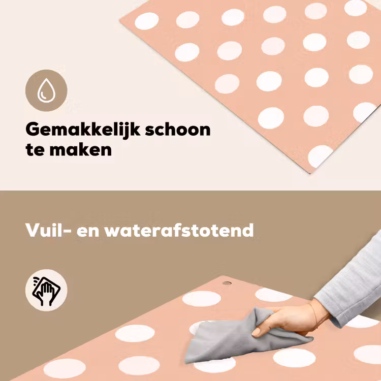 Klassiek - Polka - Perzik Inductie beschemer met haakjes klein 777 -ky-schoon-nl