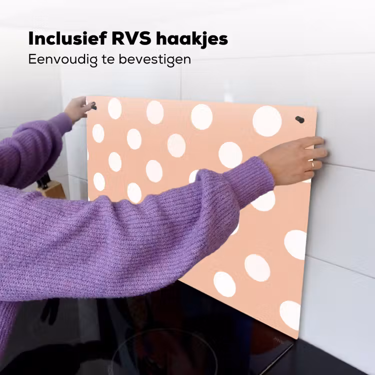 Klassiek - Polka - Perzik Inductie beschemer met haakjes klein 777 -ky-ophangen-nl