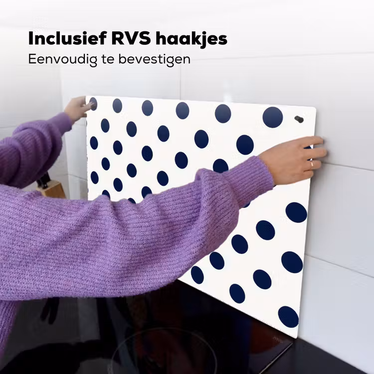 Klassiek - Stippen - Blauw Inductie beschemer met haakjes klein 777 -ky-ophangen-nl