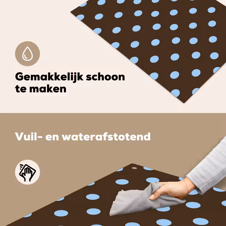 Klassiek - Stippen - Bruin Inductie beschemer met haakjes klein 777 -ky-schoon-nl