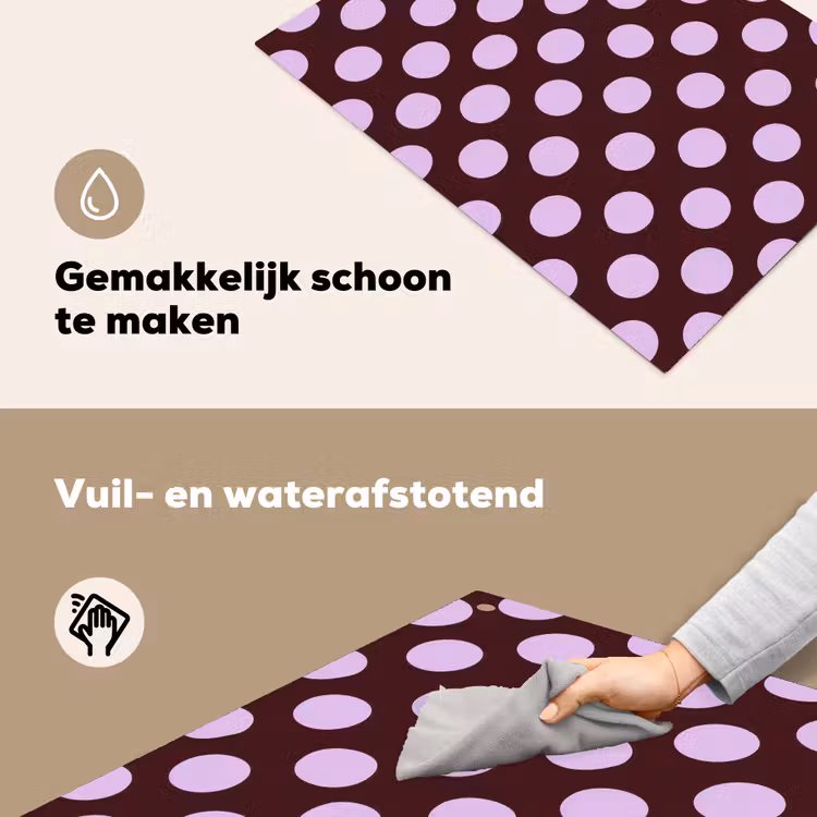 Klassiek - Stippen - Paars Inductie beschemer met haakjes klein 777 -ky-schoon-nl