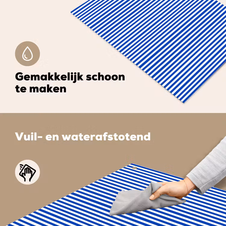 Klassiek - Strepen - Blauw Inductie beschemer met haakjes klein 777 -ky-schoon-nl