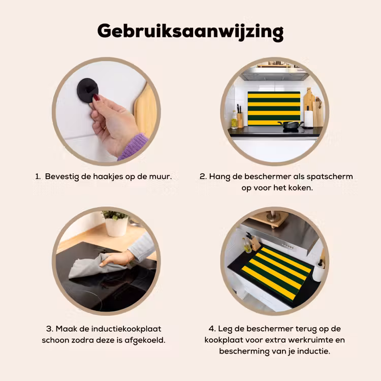 Klassiek - Strepen - Groen Inductie beschemer met haakjes klein 777 -ky-gebruik-nl