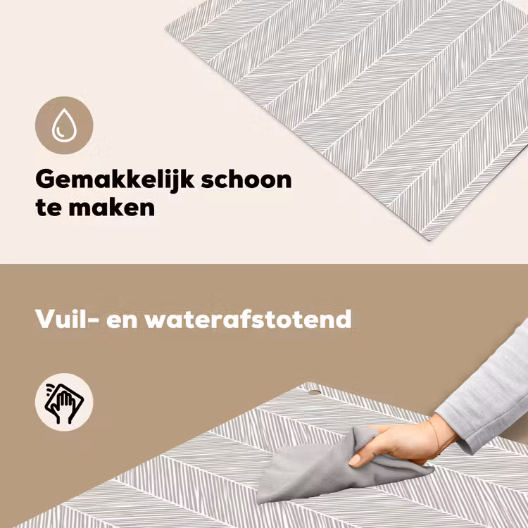 Klassiek - Visgraat - Grijs Inductie beschemer met haakjes klein 777 -ky-schoon-nl